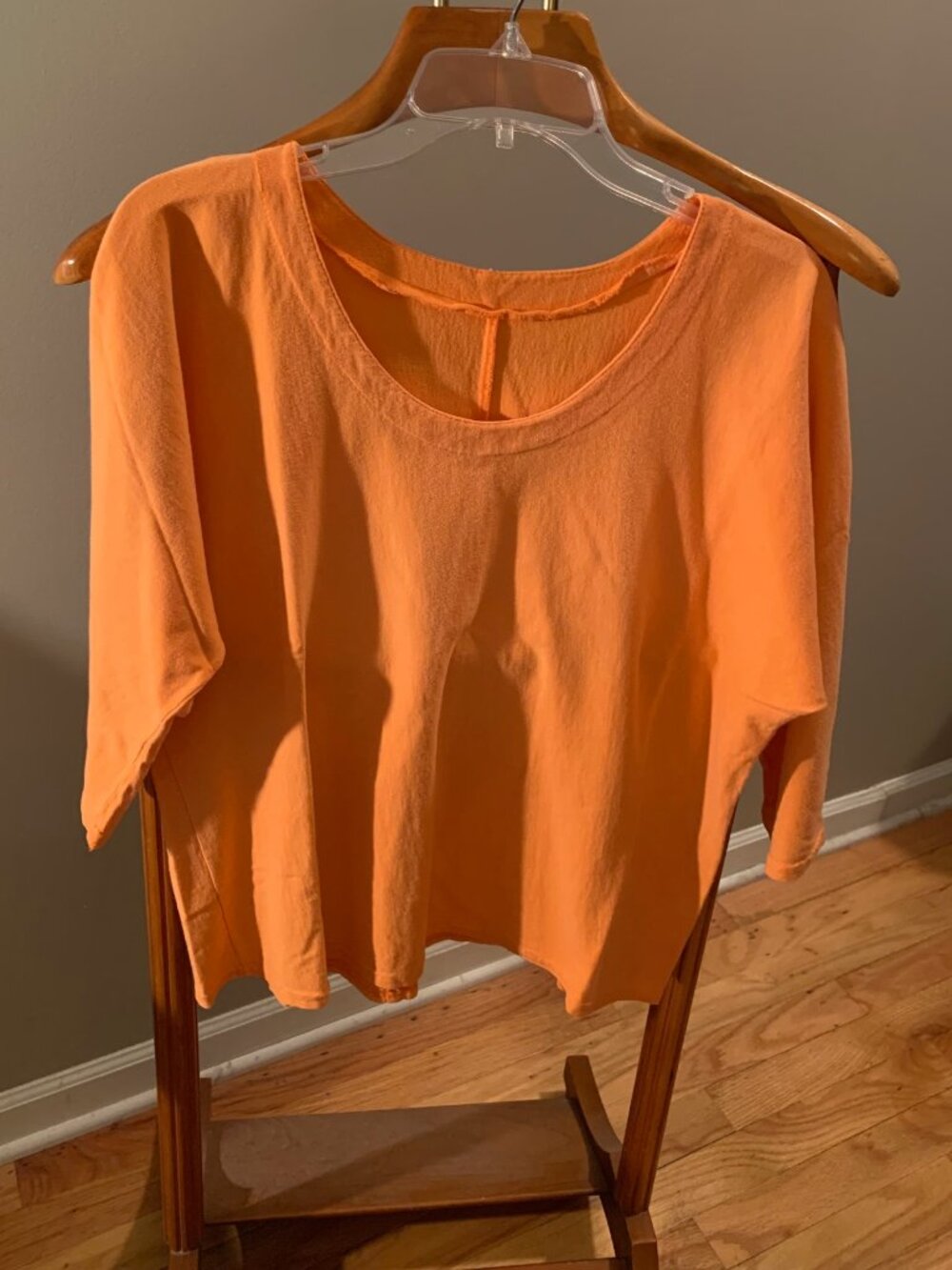 VINTAGE 70S ORANGE COTTON ROUND NECK TOP